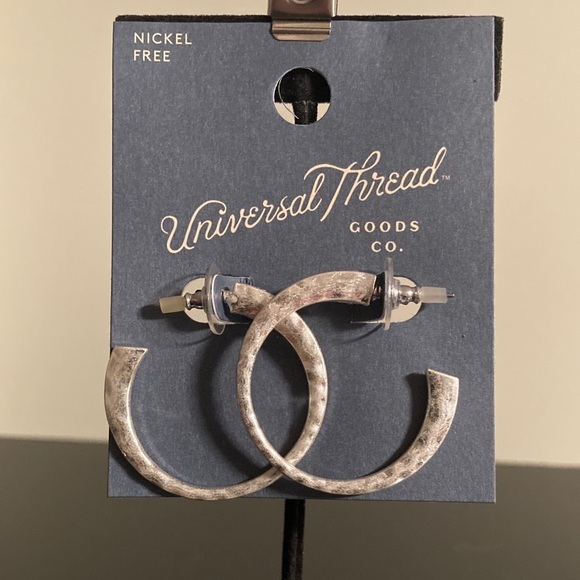 Universal Thread Textured Silver Hoop Earrings 6$